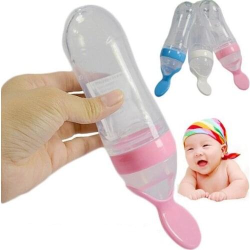 Baby Squeezing Feeding Spoon Silicone Training Scoop Rice Cereal Food Supplement Feeder Safe Tableware Medicine Extrusion Tools