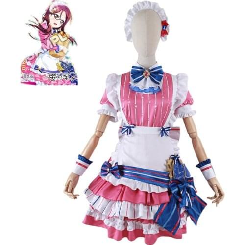 Love Live! Sunshine Aqours Sakurauchi Riko Cosplay Costumes Women Cute Maid Dress Halloween Carnival Uniforms Custom Made