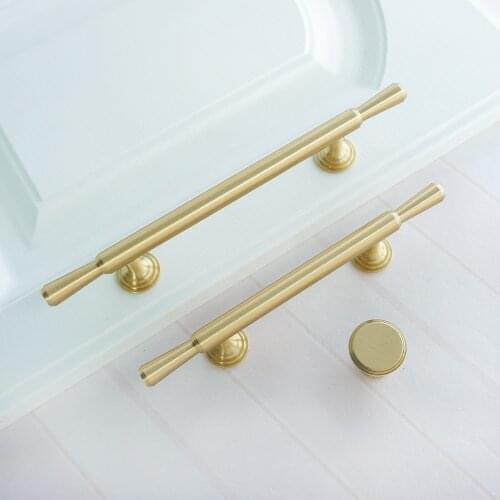 MFYS Brass Cabinet Handles Knobs for Drawer and Dresser Gold Pulls for Wardrobe Modern Kitchen Cupboard Door Handles Hardware