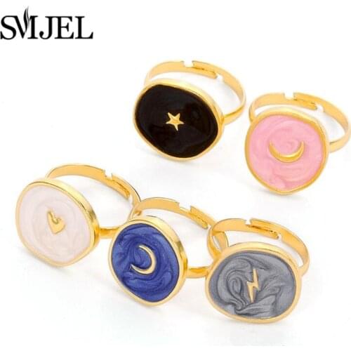 Friendship Fashion Women Ring Romantic Jewelry Wedding Alloy Drip Love Heart Moon Lightning Round Finger Surprise Gift anillo