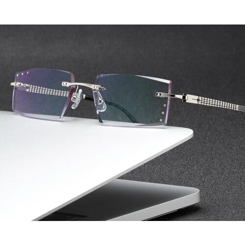 ZIROSAT 58129 Square Rimless Optical Glasses Frame Men Myopia Prescription Eye Glasses Frames For Men Spectacle Frames