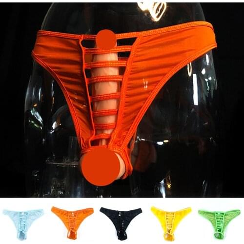 Man Underwear Sexy Fishnet Open Crotch Briefs Thong T-Back G-String Mens Sexy Underwear Hollow Breathable Bag Low sissy