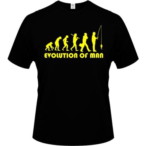 New Fashion Short Sleeve T-shirt evolution of man fisherman Men t shirt O-neck tops men clothes Tee