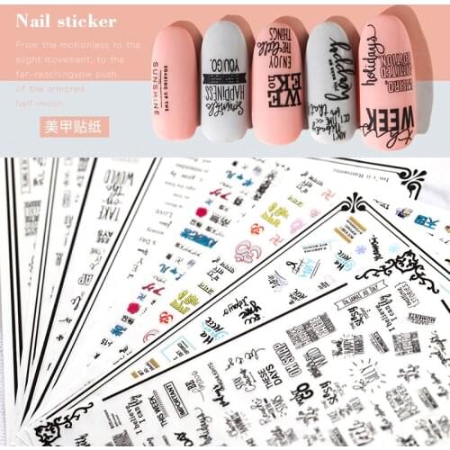 Newest WG10-09 lettering design 3d nail sticker decal Japan type DIY art decoration sticker