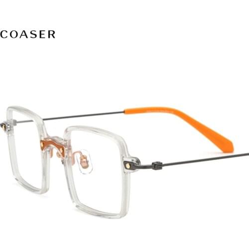 Art Acetate Acetate Titanium Glasses Frame Men Winter Vintage Square Prescription Eyeglasses Women Optical Spectacles Eyewear