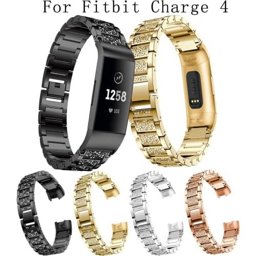 For Fitbit charge 4 full drill Strap For Fitbit charge 4 Aluminum Alloy Metal Strap fashion/Classic SmartWatch Wristband acceory