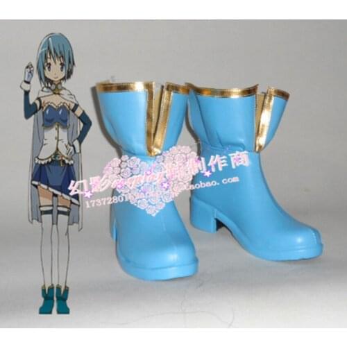 Puella Magi Madoka Magica Miki Sayaka Blue Halloween Short Cosplay Shoes Boots H016