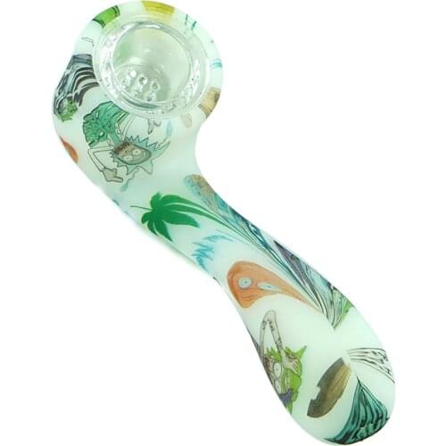 Glow in Dark Smoking Pipe Food Grade Silicone Smoke Pipe with Glass Bowl Tobacco Pipe Cigarette Holder Hand Pipe