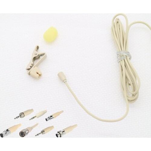 Replaceable Tie Clip Lapel Microphone For AKG Shure Audio-Technica Sennheise MiPro Wireless Beige Omnidirectional Mic Mike Mini