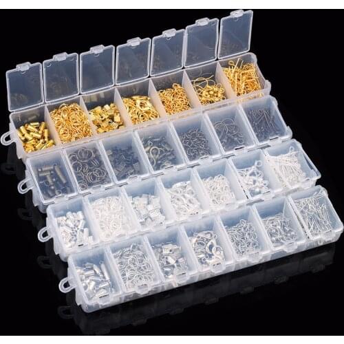 LOULEUR 240pcs/lot Antique Blue/Gold Color Jump Rings Lobster Clasps Link Beads Caps For DIY Jewelry Making Findings Connector