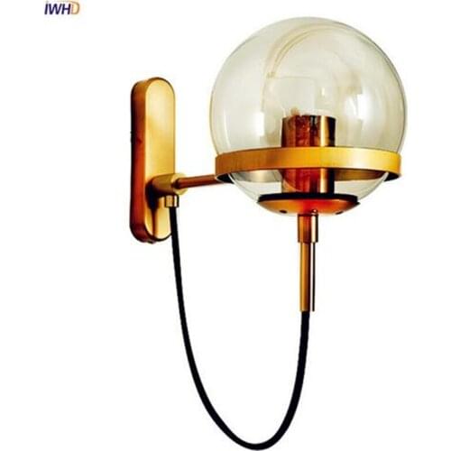Glass Ball LED Wall Lights Fixtures Modern Nordic Wandlamp Sconce E27 4W Bedroom Light Living Room Applique Murale Luminaire