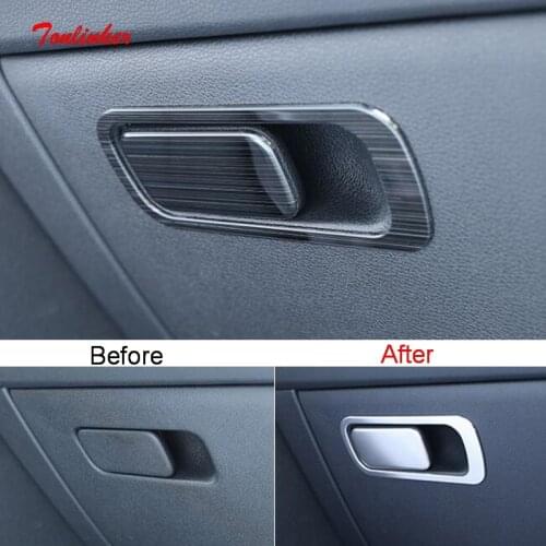 Tonlinker Interior Car Gloves Box Handle Cover Sticker For KIA K5 OPTIMA 2020-21 Car Styling 2PCS Stainless steel Cover Stickers
