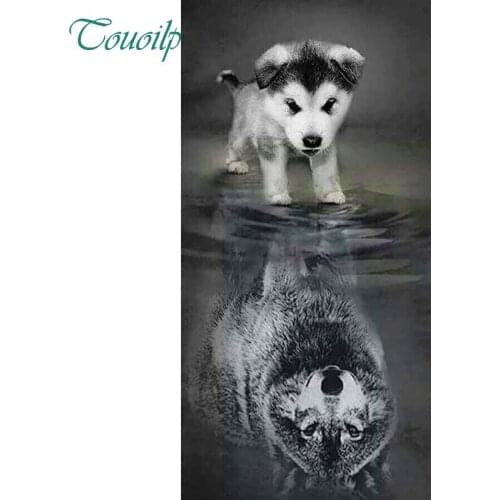 TOUOILP Full Square/Round Drill 5D DIY Diamond Painting "dog to wolf" 3D Embroidery Cross Stitch Mosaic Rhinestone Home Decor