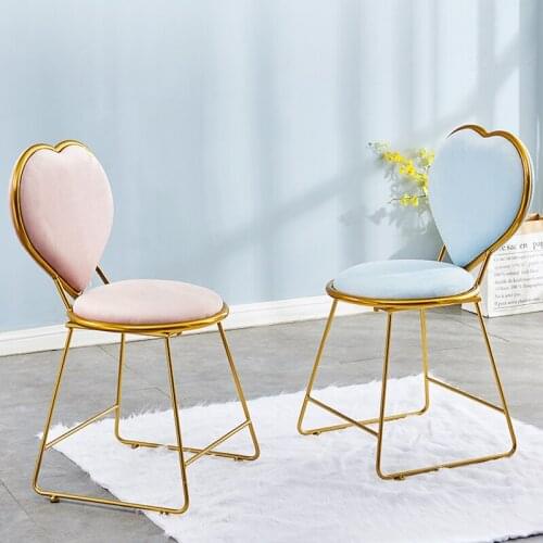 Heart-shaped Vanity chair Nordic dining chair Light luxury saddle chair with backrest Furniture dining chairs Nail makeup chair
