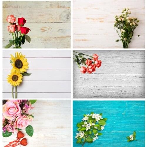 Vinyl Custom Photography Backdrops Props Flower Wood Planks Photo Studio Background 21112HM-02