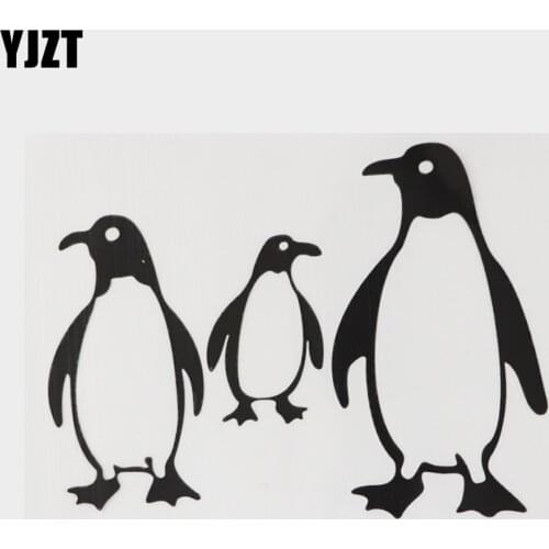 YJZT 15.3CM×11.7CM Marine Organism King Penguin Vinyl Car Sticker Decal Black/Silver 18A-0120