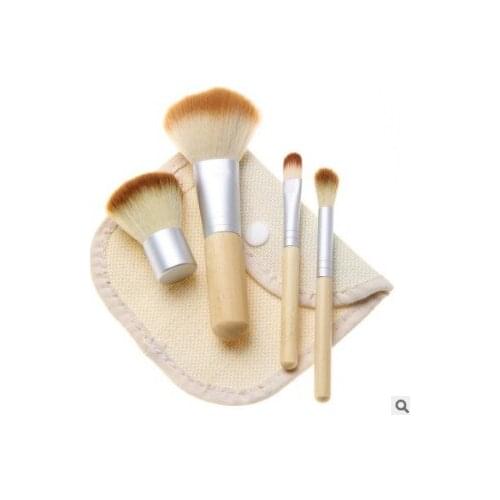 30set/lot 4pcs/set Bamboo Handle Synthetic Fiber Cosmetic Brush Traceless Make-up Appliances Cosmetic Tools HA498