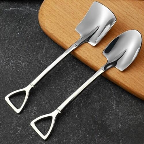 304 stainless steel coffee spoon Retro shovel spoon for ice cream Creative tea-spoon Tableware kitchen accessories