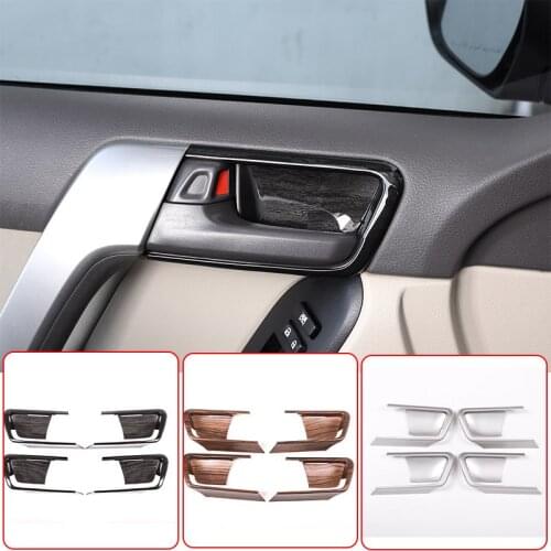 4 pcs For Toyota Land Cruiser Prado FJ150 150 2014-2018 Black Wood Grain Car ABS Interior Door Bowl Cover Trim Accessories