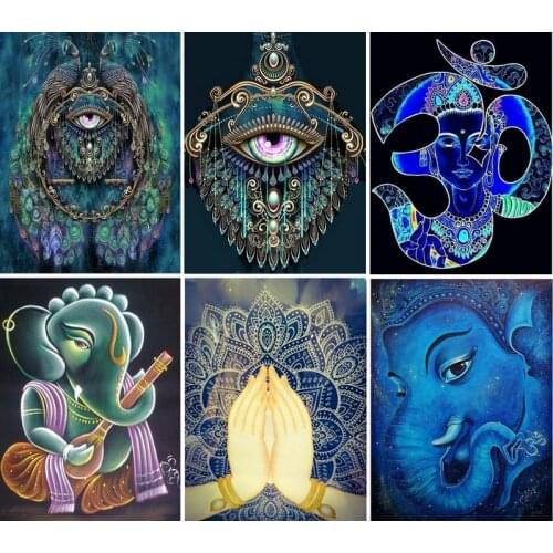 Religious elephant god full square / round drill 5D diamond painting cross stitch diamond embroidery elephant woman mosaic