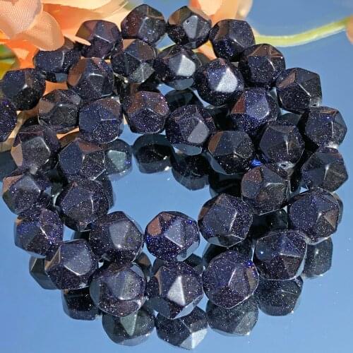 AAA Natural Faceted Blue Sand Stone Beads Gem Loose Spacer Beads for Jewelry Making DIY Bracelet Necklace Strand 15" 6/8/10mm