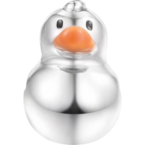 2021 New 925 Sterling Silver Polished Rubber Duck Charm Beads Fit Pandora Bracelets Women Bead for Jewelry Making Berloque