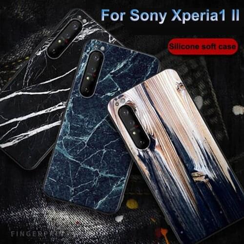 For Sony xperia1 II Case wood stone pattern soft silicone TPU phone Case For Sony xperia 1 II cases For Sony xperia1 II 2020