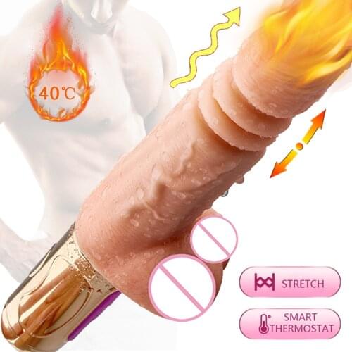 Telescopic Vibrating Dildo Heating Thrusting Dildo Vibrator Vaginal Stimulation Penis Sex Toys For Women Female Masturbation