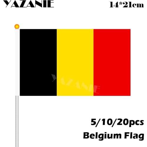 YAZANIE 14*21cm 5/10/20pcs Belgium Hand Flag National Hand Flag Polyester Small Size Flying Banner 2018 World Cup Custom Flag