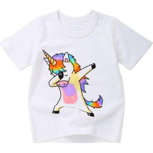 Printing T-shirt Boys Girls Shirts Dabbing Unicorn T shirt Kids Tops Baby Girls Boy Short Sleeve clothing