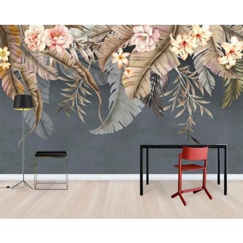 Customized Wallpaper Mural Plants Flowers Nordic TV Bedside Background Wall Painting Decorative Painting 3D Wallpaper tapety