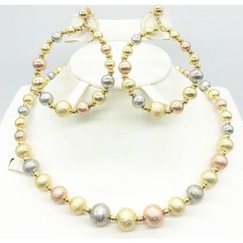 Nigerian fashion Jewelry Sets For Women Wedding Flower African Beads Jewelry Set Necklace Earrings dubai gold Jewelry sets