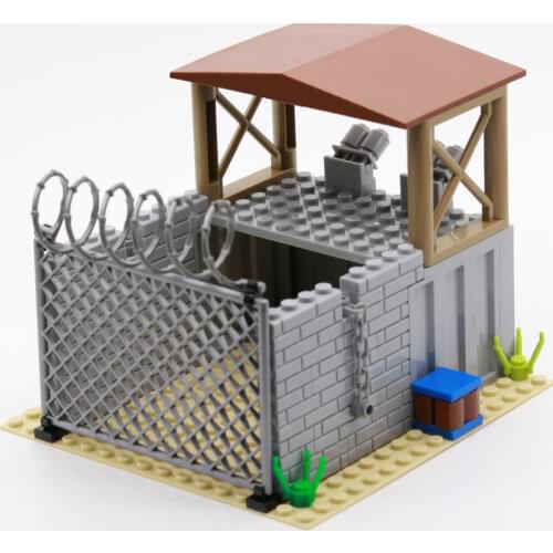WW2 Military Series World War II Guard House Barbed Wire MOC Building Blocks Bricks Toys Gifts