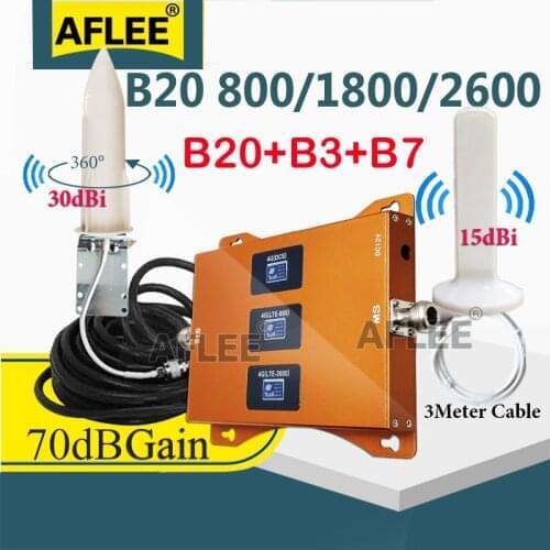 Hot!! Multi-Band B20 800 1800 2600Mhz 4G Cellular Amplifier CellPhone GSM Repeater 2g 4g Network Mobile Signal Booster LTE DCS