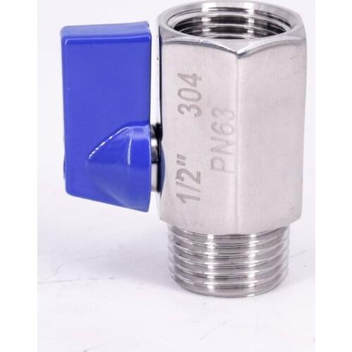 1/2" BSP Female To Male Mini Sanitary Ball Valve Homebrew Beer SUS 304 Stainless Steel With Blue Hanlde