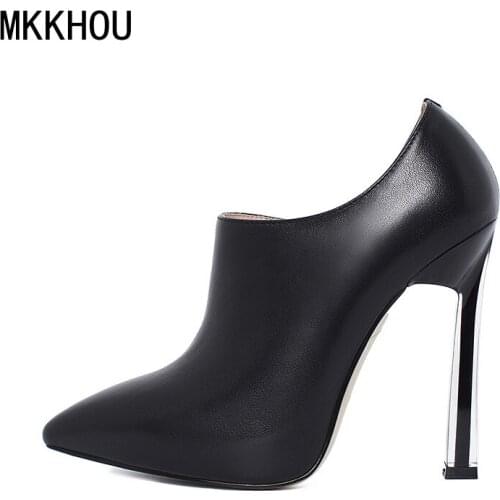 MKKHOU Fashion Single Shoes Womens New Summer Genuine Leather Temperament Pointed Crystal Heel High Heels Commuter Shoes Women
