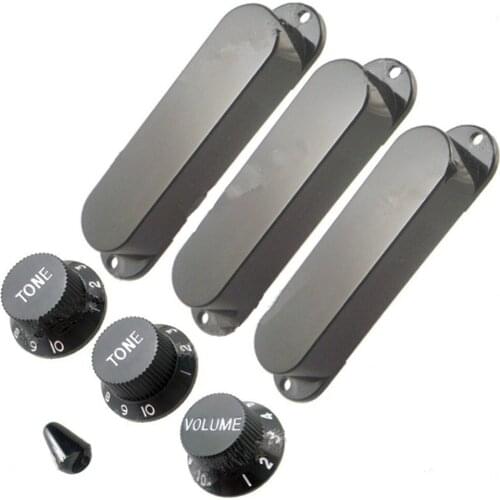 A Set of Electric guitar Speed Control Knob Switch Knob Sealed not hole Single coil guitar Pickup Cover Black guitar accessories