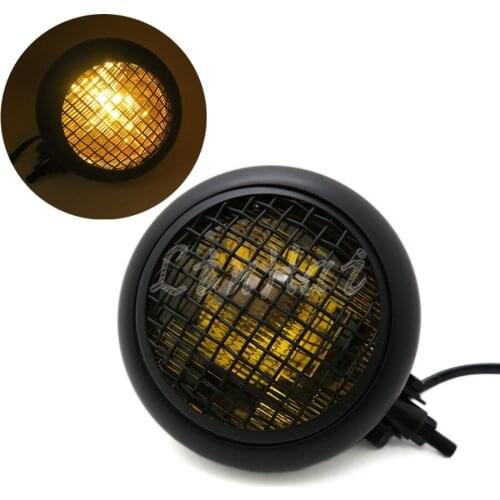 New 6 3/4" Black Amber Grille Cover Retro Vintage Headlight For Harley Bobber Chopper SX650