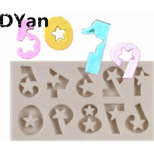 New Product With Star Digital Fondant Silicone Mold Chocolate Mold DIY Cake Baking Decorative Mold A1598