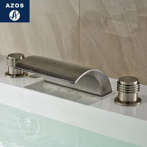 Azos Split FaucetWaterfall Waterfall Brass Nickel Brushed Cold and Hot Switch Balcony Above Counter Basin Bathroom Cabinet Doub