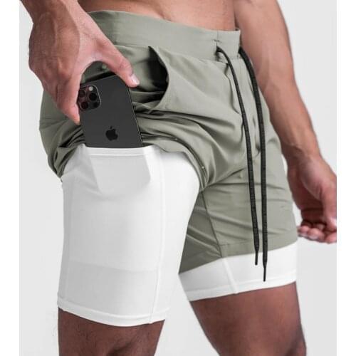 2021 Summer Popular Men Leisure Sports Fast Dry Shorts Outdoor Running Basketball Squat Breathable Double Deck Beach Shorts Men