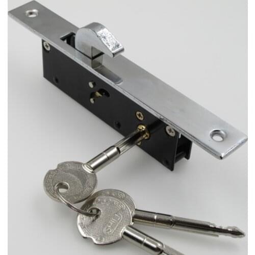 Sliding Glass Door Replacement Mortise Lock with Adapter Plate and Keys, 4mm Screw Holes, for Door of 35-45mm Thickness