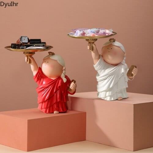 DyuIhr Modern simplicity creative character sculpture storage tray resin crafts home living room entrance key storage decoration