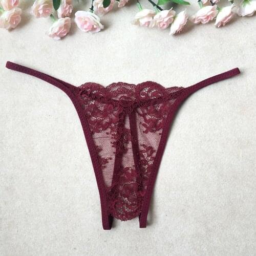 Sexy Women Lingerie G String Thongs Lace Floral Mesh Floral Embroidery Low Rise Briefs Open Crotch Underwear T Back