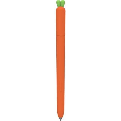 H7JF Convenient and Mini for Sam-sung Tab Carrot Pen Case Silicone Anti-Slip Skin Holder Pen Sleeve Orange/ White