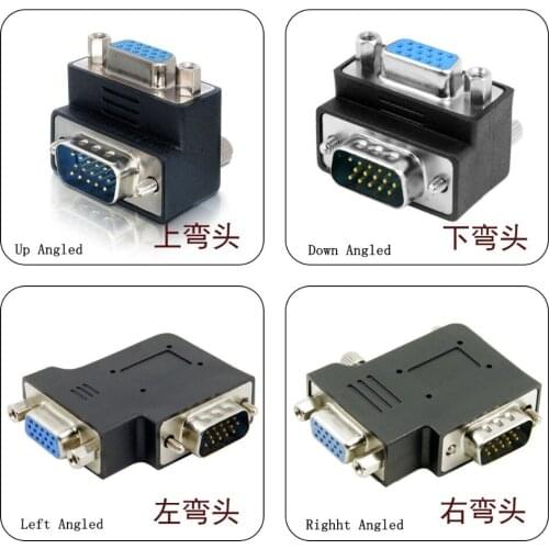 Vertical Flat Left Right Up Down Angled 90 Degree VGA SVGA Male To Female extension Adapter