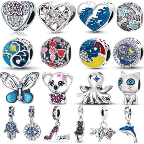 2020 Spring New Beads Electric Guitar Dangle Charms 925 Sterling Silver fit Original 3mm Bracelets Women DIY Jewelry