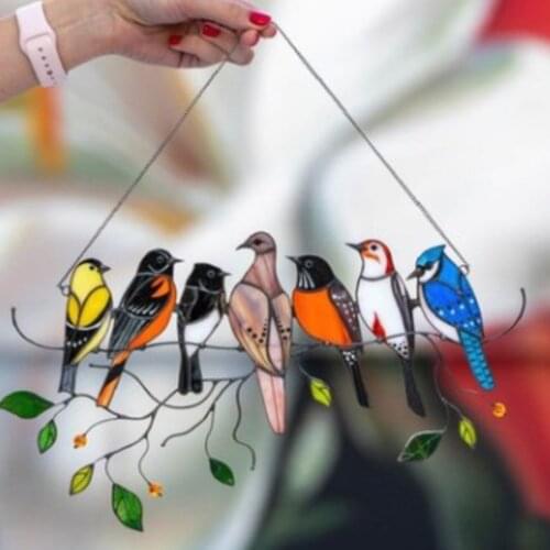 Birds Stained Glass Window Hanger Sun Catcher Bird Species Stained Pendant Acrylic Birds Hanging Mothers Day Fathers Day Gift