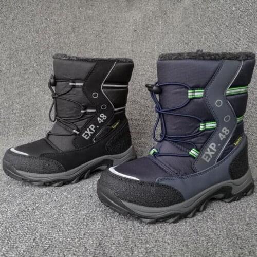 Waterproof boy snow boots cashmere minus 30 degrees warm cotton boots snow shoes boys shoes size 31 to 35 wallvell