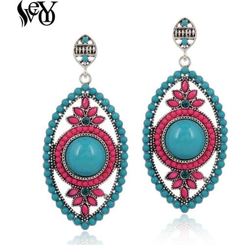 VEYO Round Vintage Acrylic Big Earrings For Women Millet bead Dangle Earrings Zinc Alloy Lead free nickel free